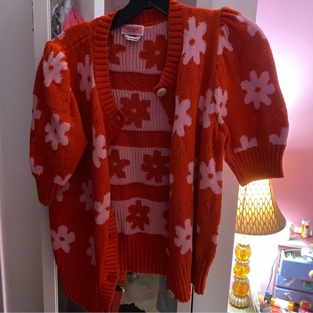 Kate Spade Red and Pink Floral Cardigan - Picture 4 of 4